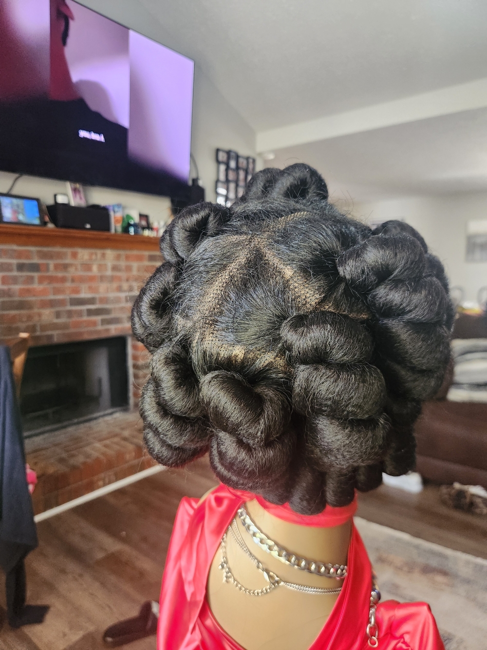 Black Lace Front Wig with Jumbo Bantu Knots- Women Hair - Picture 6 of 8